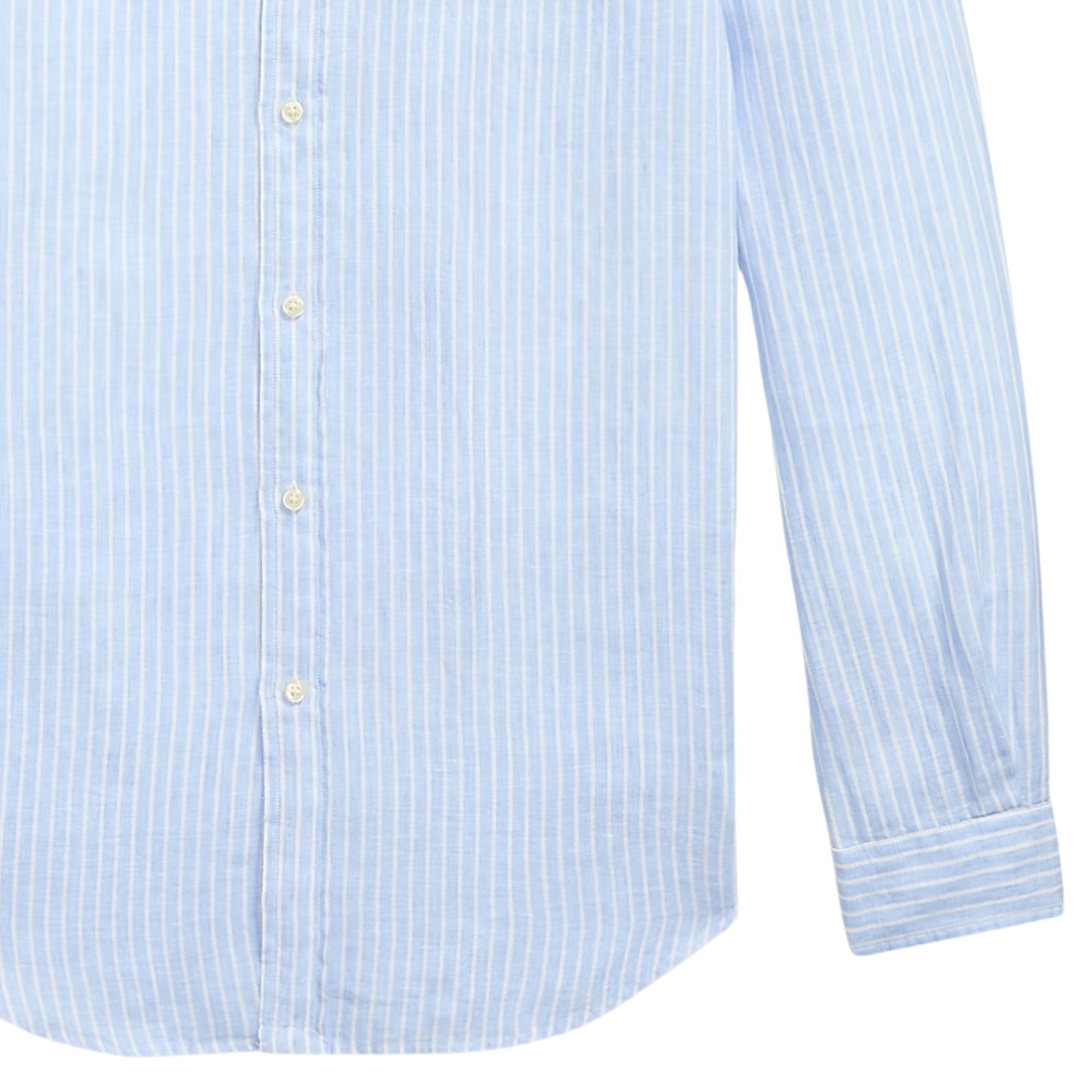 Polo Ralph Lauren Custom Fit Striped Linen Shirt - Blue/White