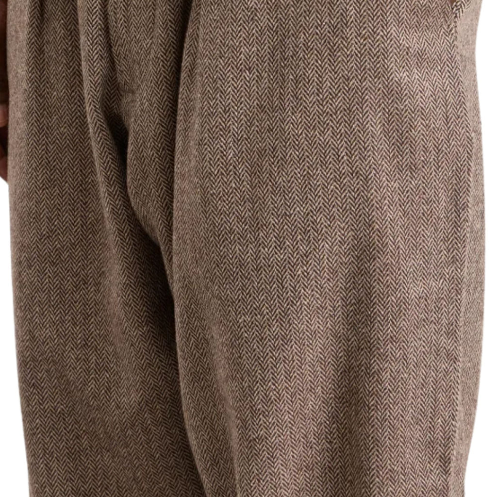 Universal Works Wool Herringbone Pleated Track Pant - Brown