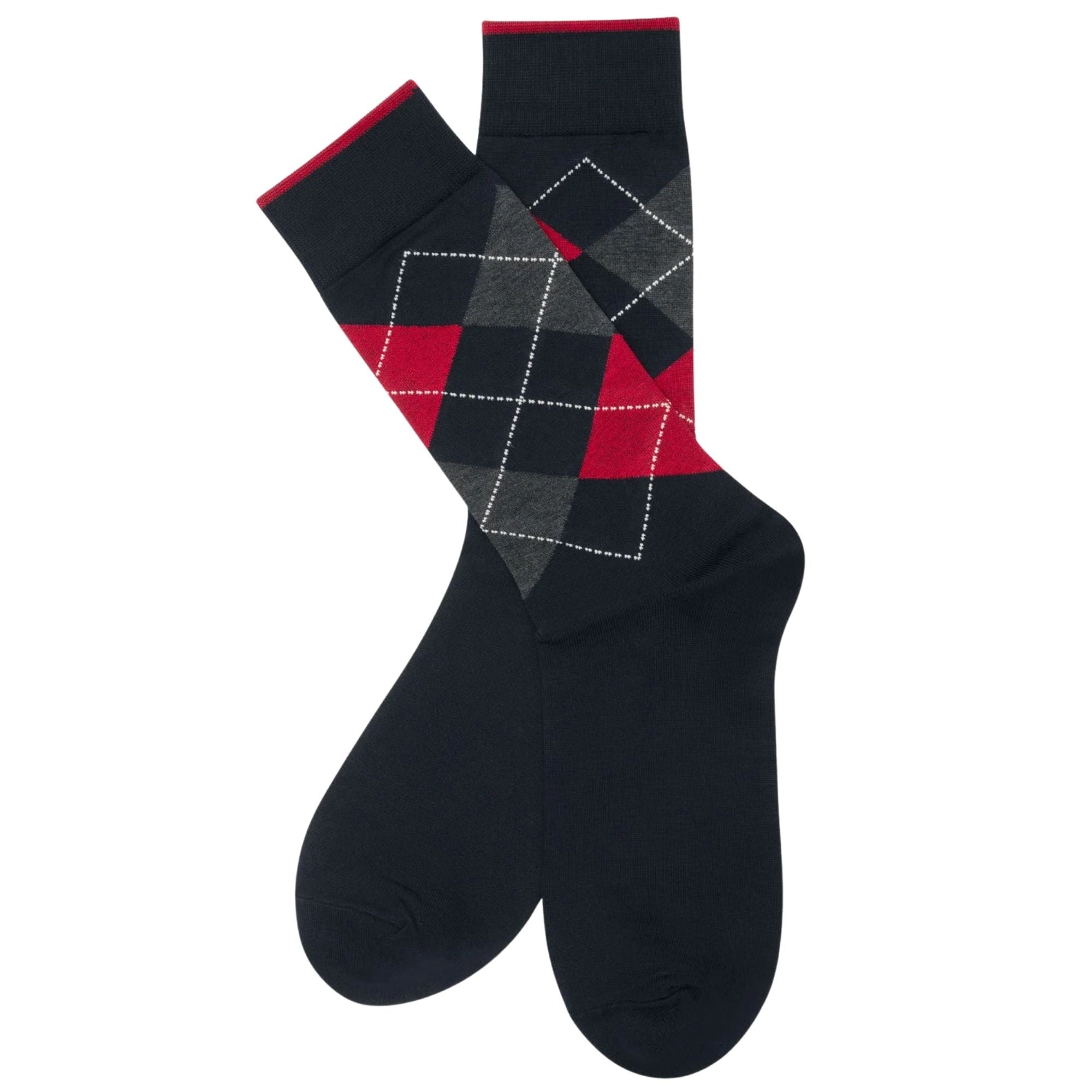 Stuarts London Brian Oak Argyle Socks - Red/Black