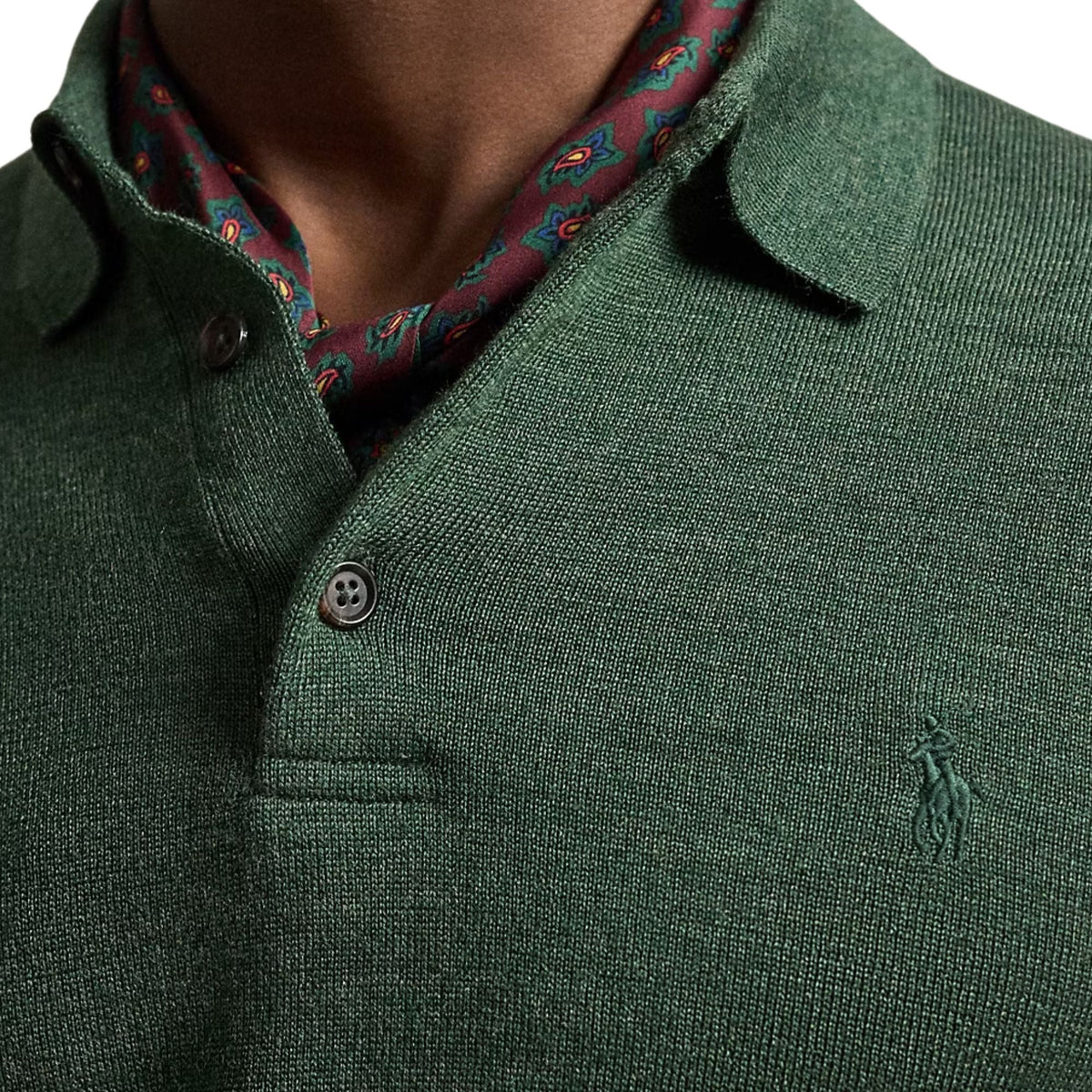 Polo Ralph Lauren Wool Polo Collar Jumper - Lodgepole Pine Heather