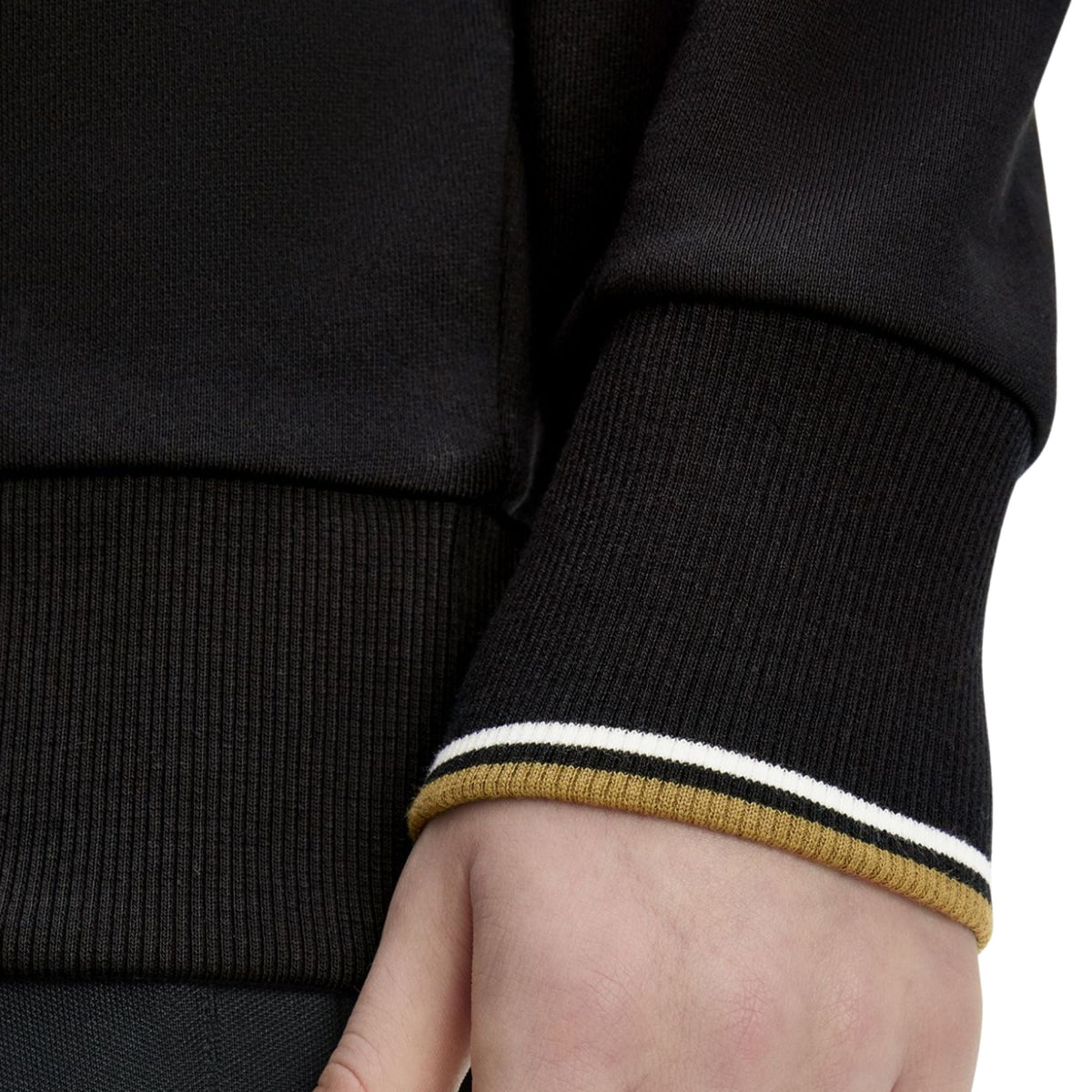 Fred Perry Half Zip Sweatshirt - Black/Snow White/Bronze