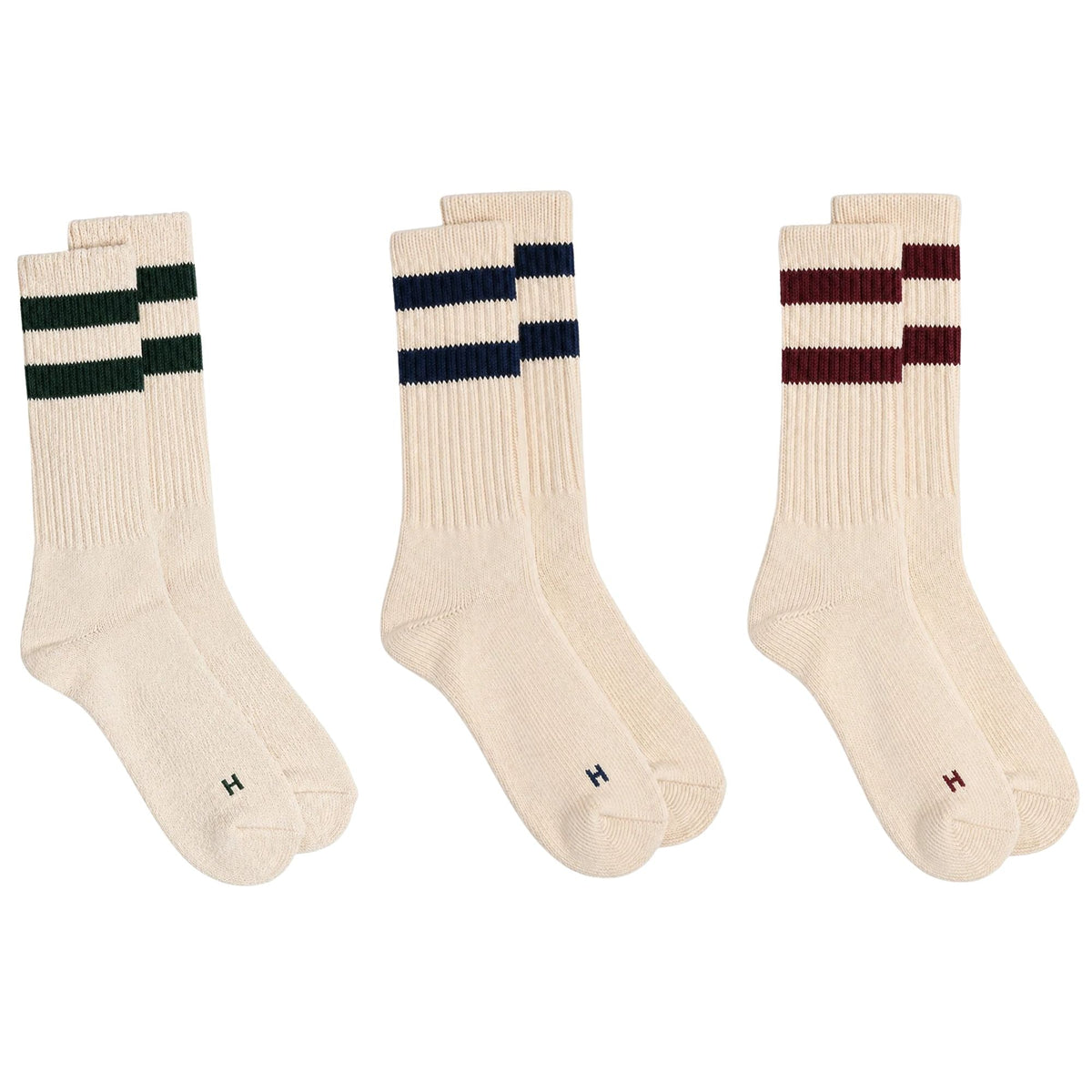 Healthknit 3 Pack Socks - Burgundy/Dark Green/Navy