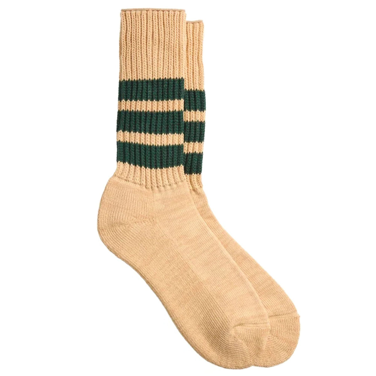 RoToTo Socks Coarse Ribbed Crew Socks - Orange/Dark Green