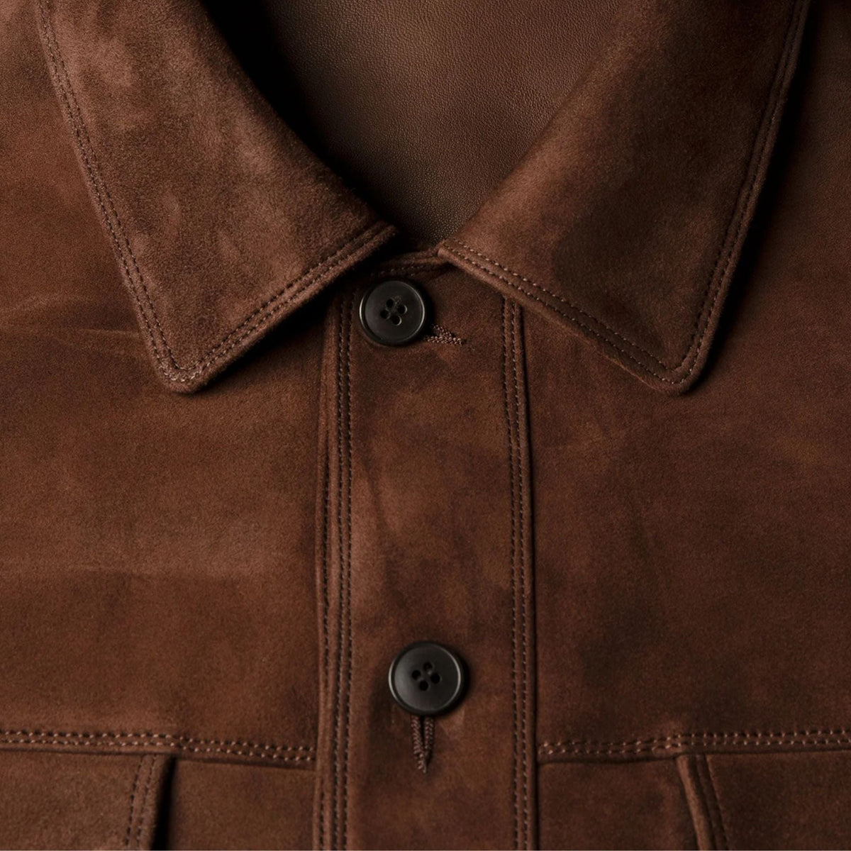 Sunspel Suede Overshirt - Dark Brown