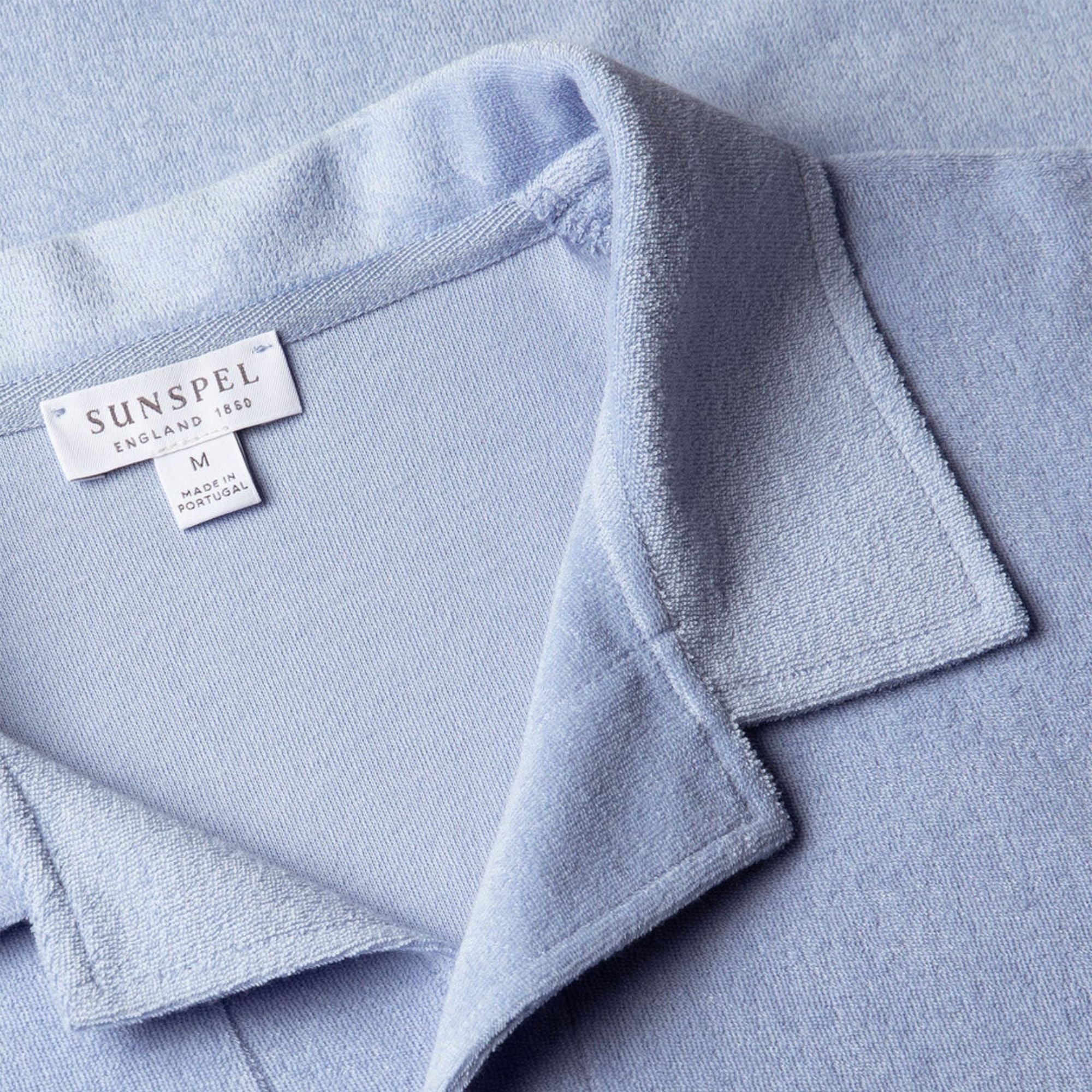 Sunspel Towelling Polo Shirt - Sky