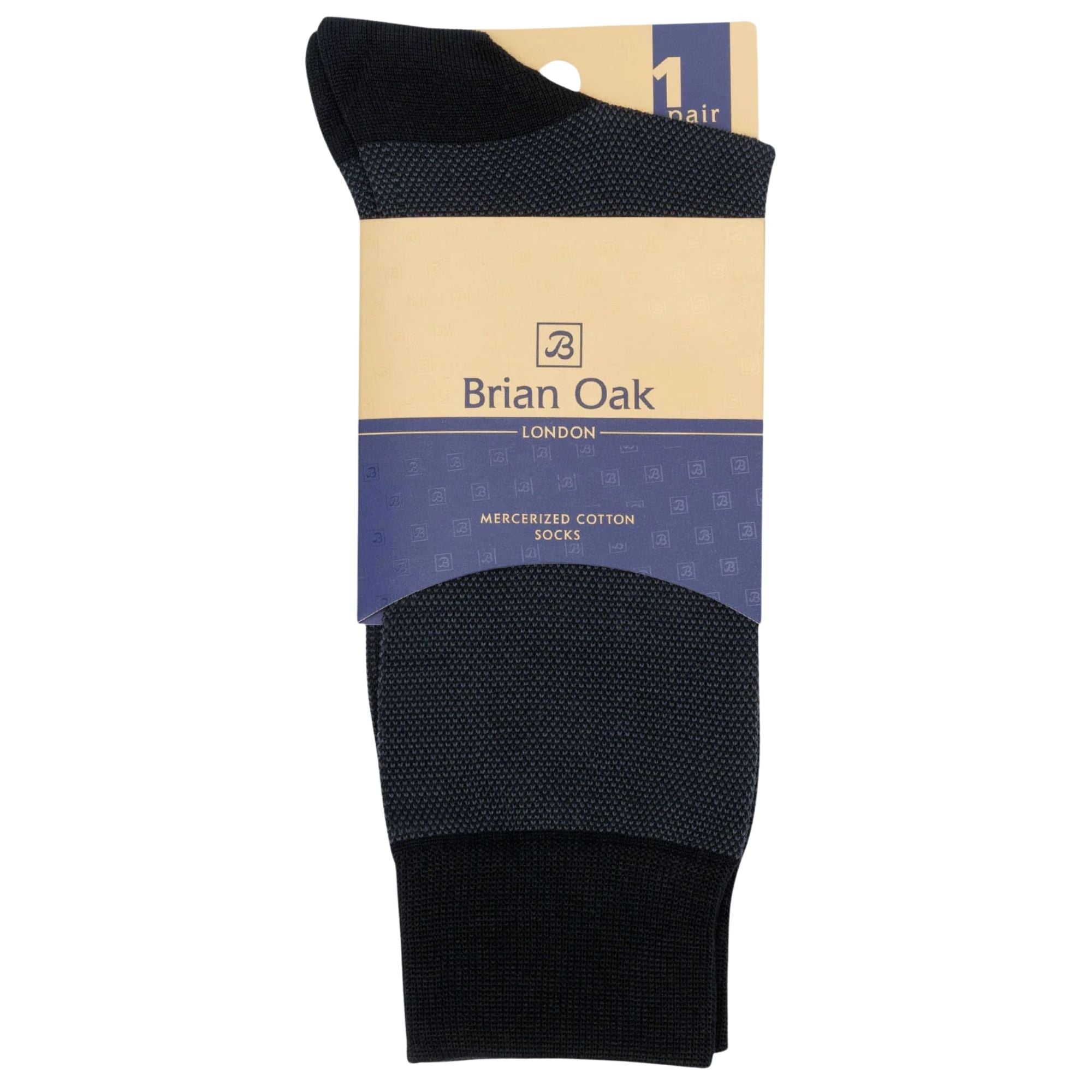 Stuarts London Brian Oak Birds Eye Patterned Socks - Black