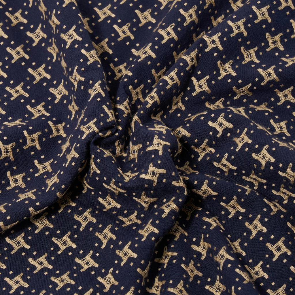 Universal Works Rhodes 8 Cotton Road Shirt - Navy/Sand