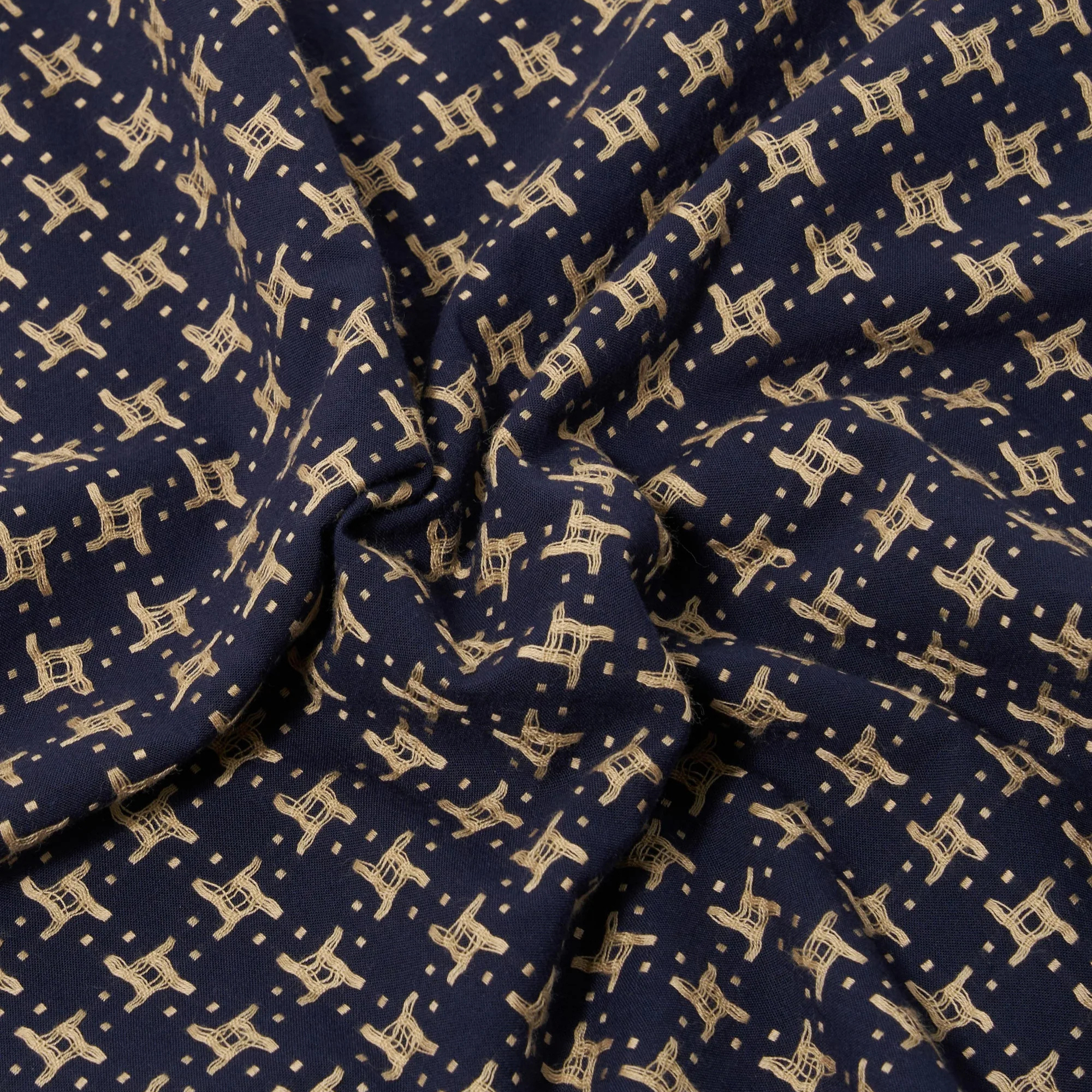 Rhodes 8 Cotton Road Shirt - Navy/Sand