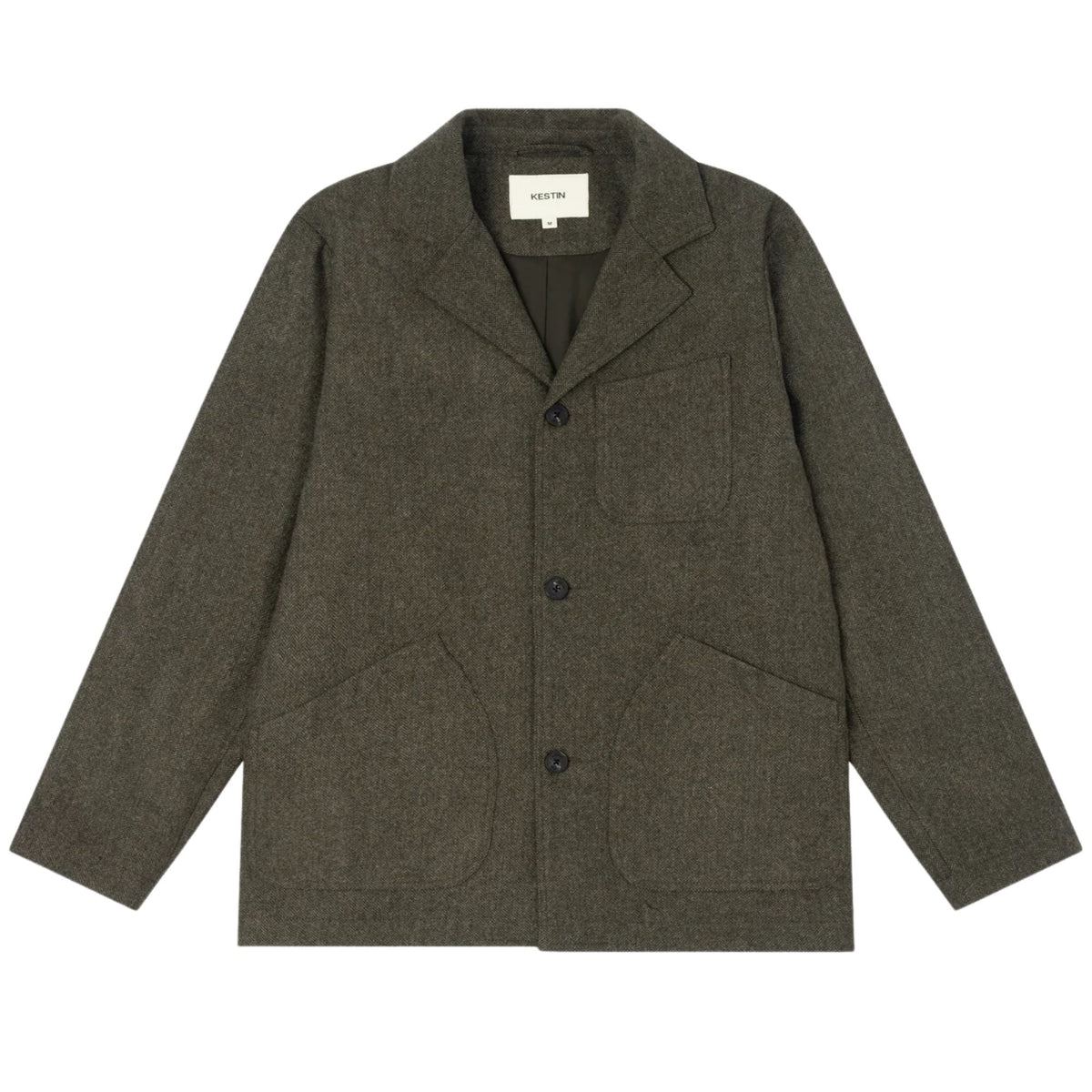 Kestin Herringbone Wool Blend Stac Blazer - Olive