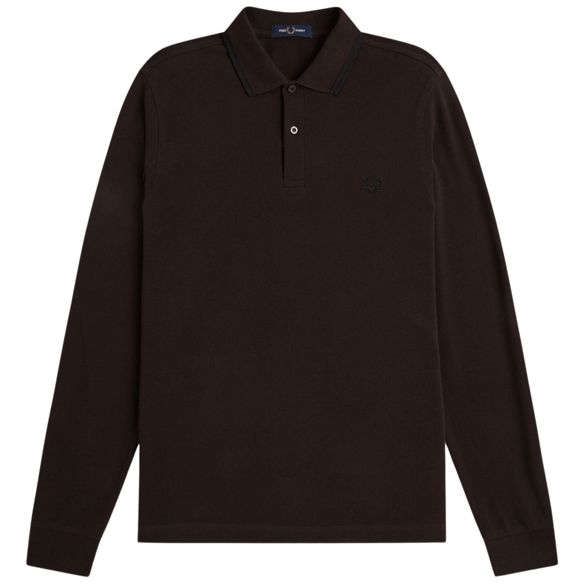 Fred Perry Long Sleeve Tipped Shirt - Rich Brown