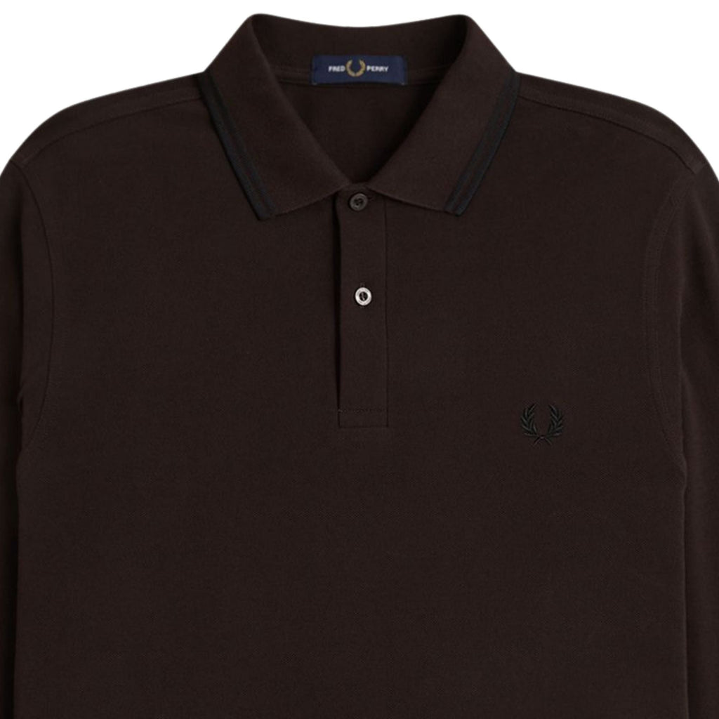 Fred Perry Long Sleeve Tipped Shirt - Rich Brown