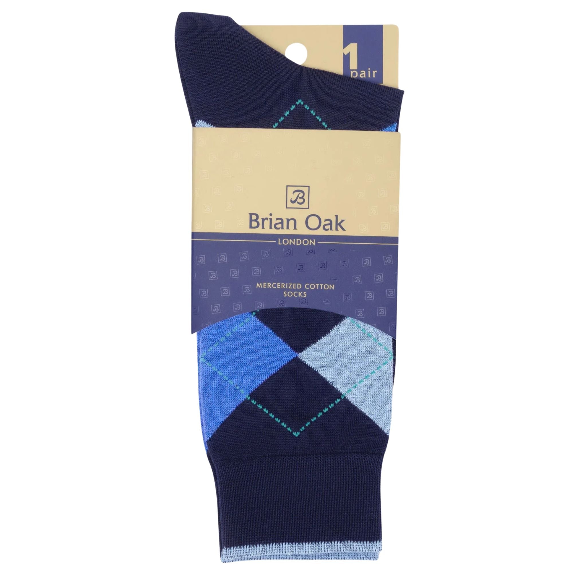 Stuarts London Brian Oak Argyle Socks - Blue