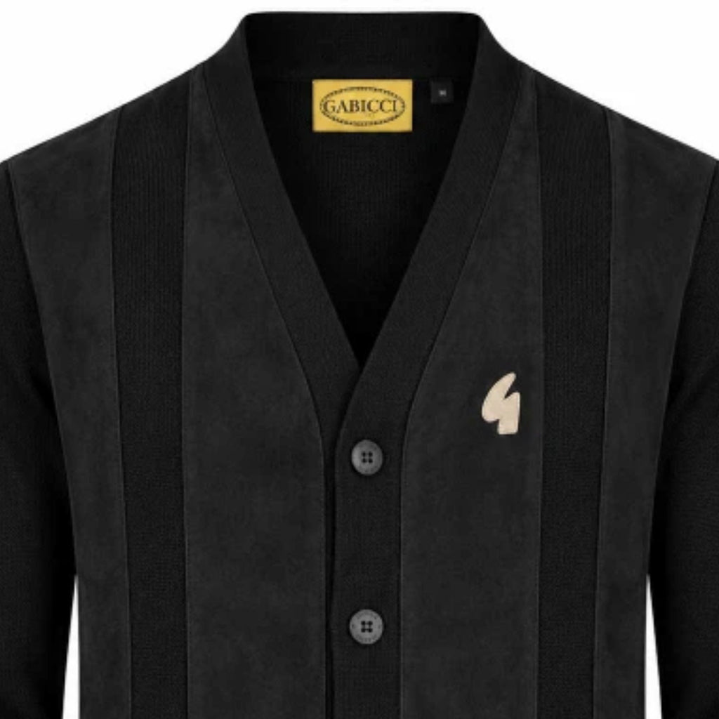 Gabicci Vintage Hurst Long Sleeve Knit Cardigan - Black