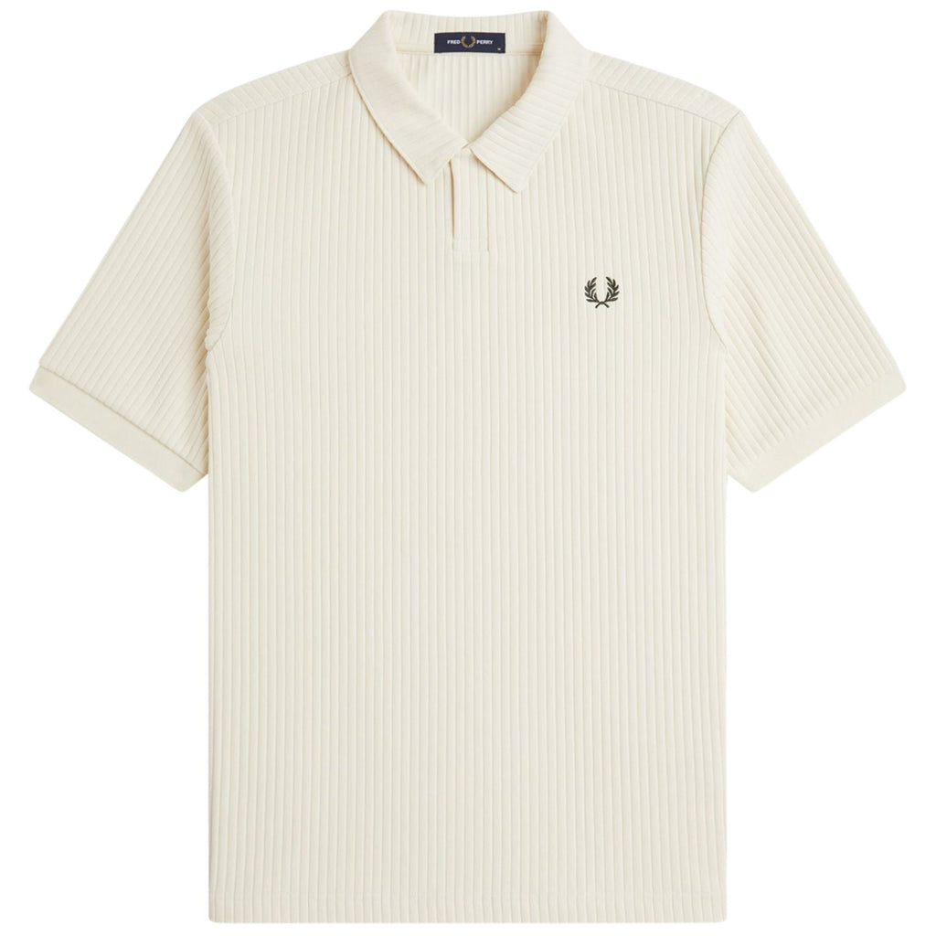 Fred Perry Drop Needle Jersey Polo Shirt - Ecru