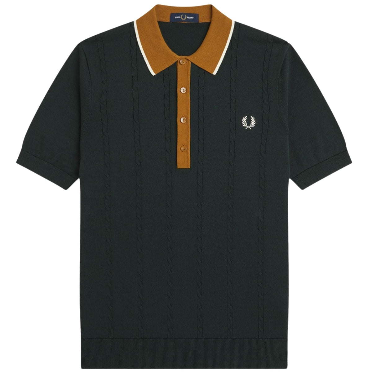 Fred Perry Cable Knit Shirt - Night Green