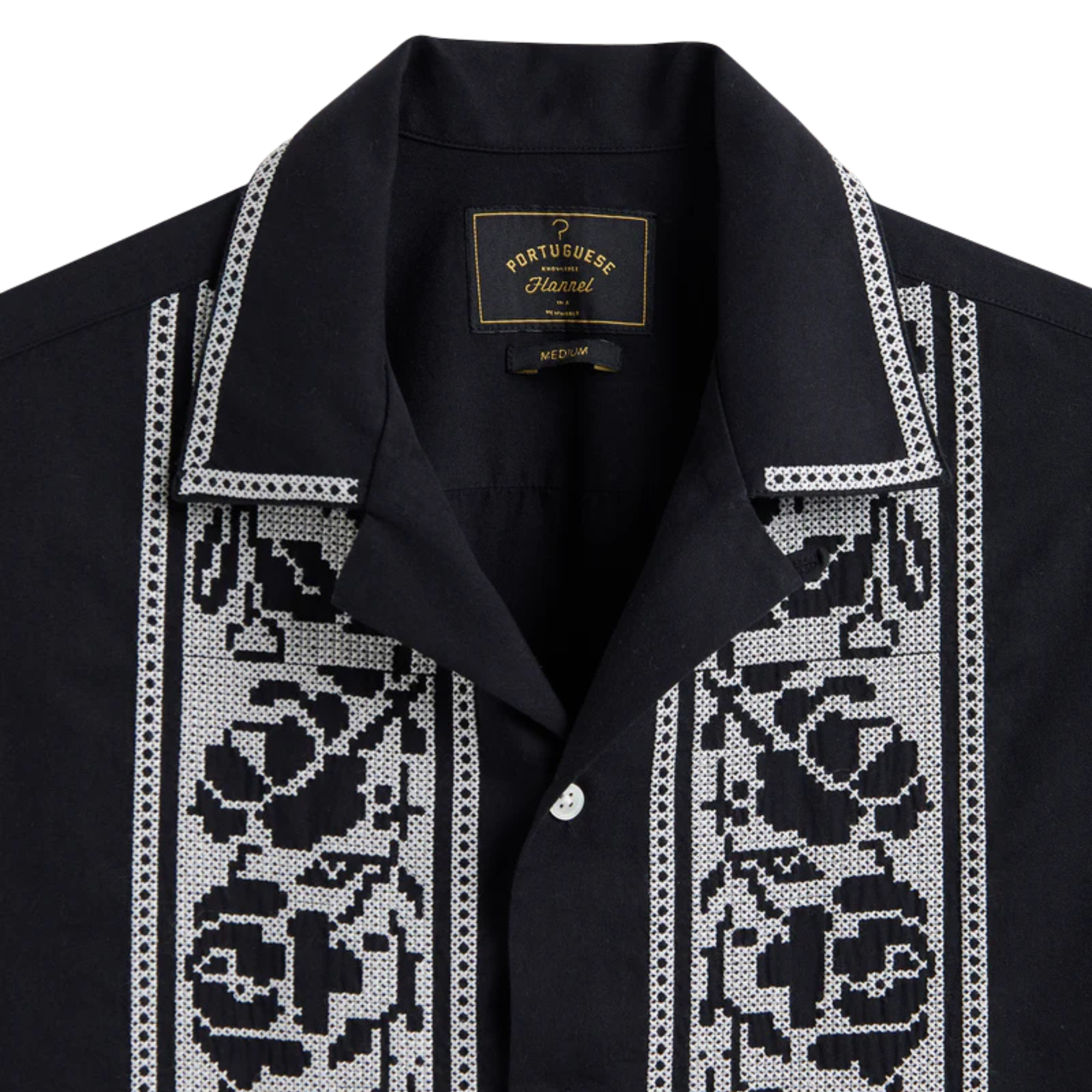 Portuguese Flannel Cross Stich Shirt - Black