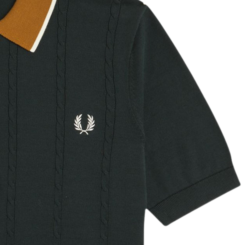 Fred Perry Cable Knit Shirt - Night Green