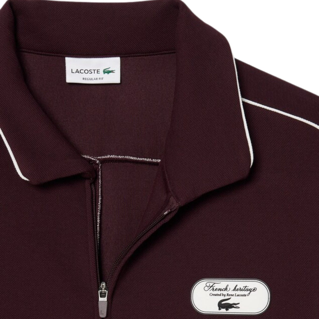 Lacoste Tennis Heritage Zipped Badge Accent Sweatshirt - Merlot