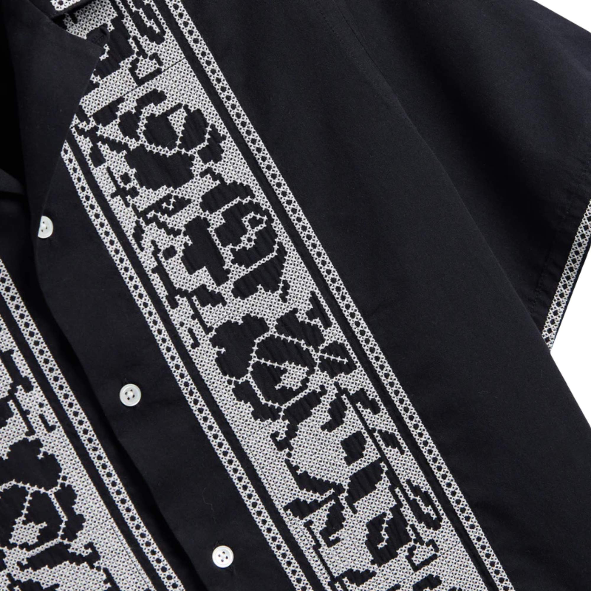Portuguese Flannel Cross Stich Shirt - Black