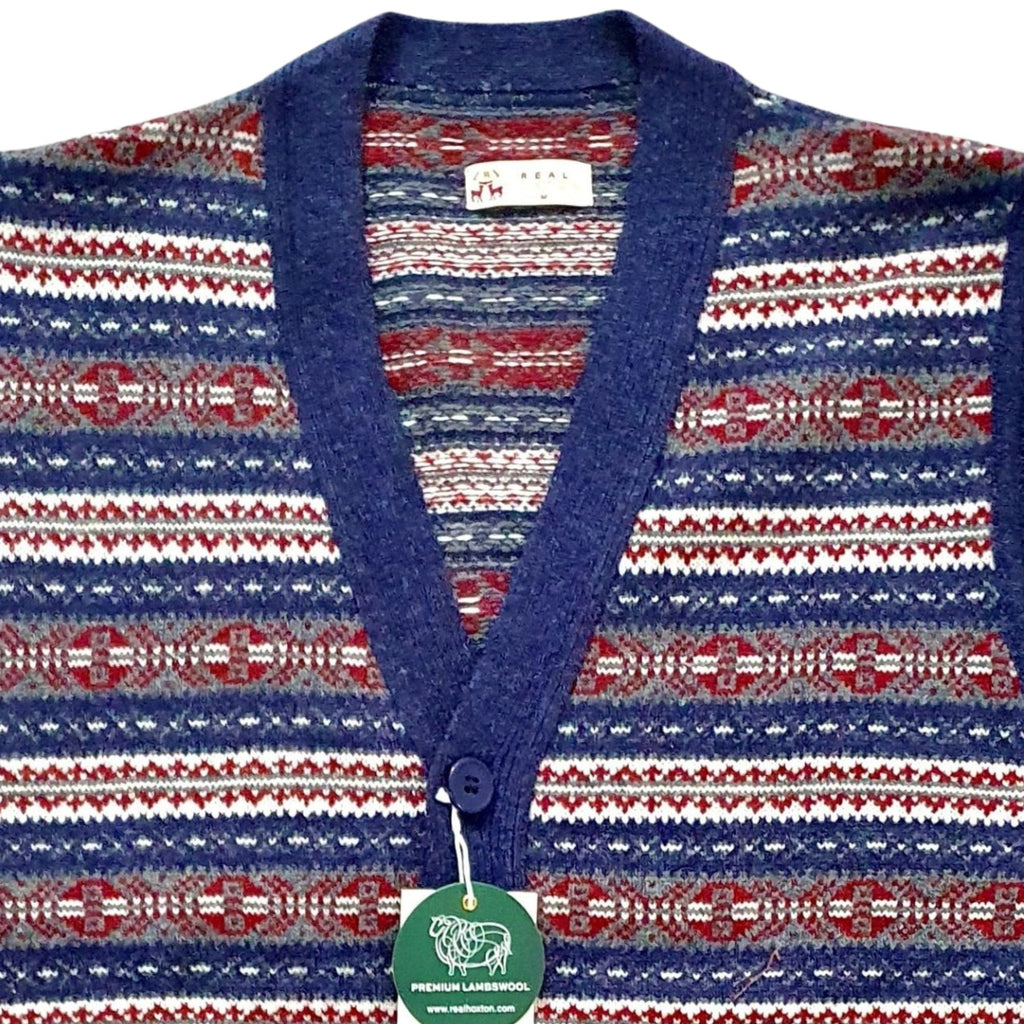 Real Hoxton Fair Isle Sleeveless Cardigan - New Navy