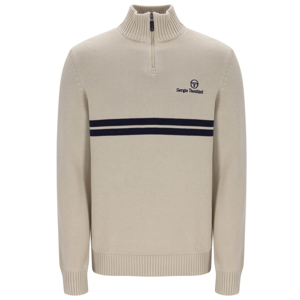 Sergio Tacchini New Dallas 1/4 Zip Knitted Top - Peyote/Martime Blue