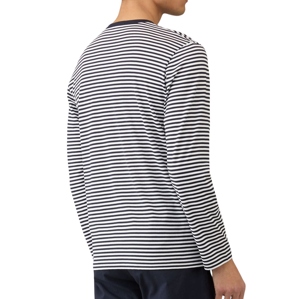 Sunspel Long Sleeve Classic T-Shirt - White/Navy