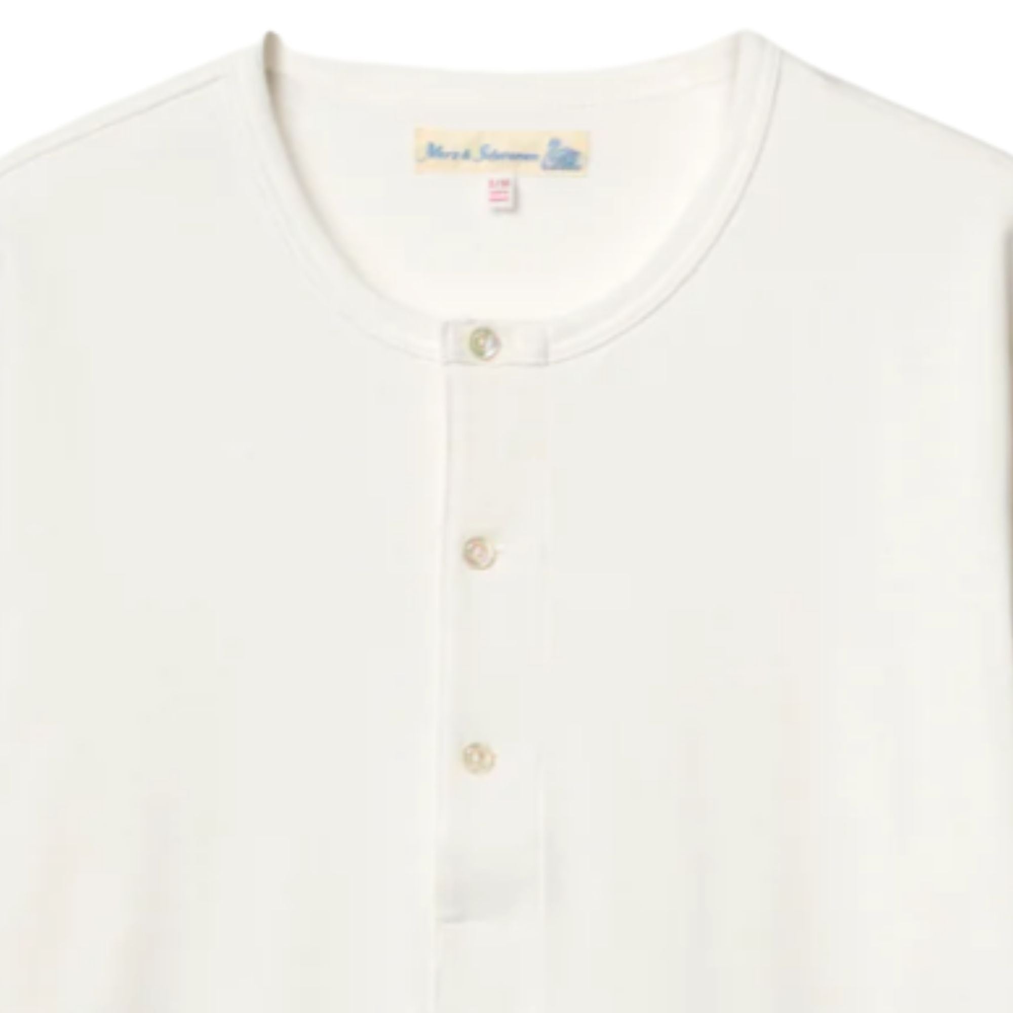 Merz b Schwanen 207 Loopwheeled Classic Fit Midweight Short Sleeve Henley - White