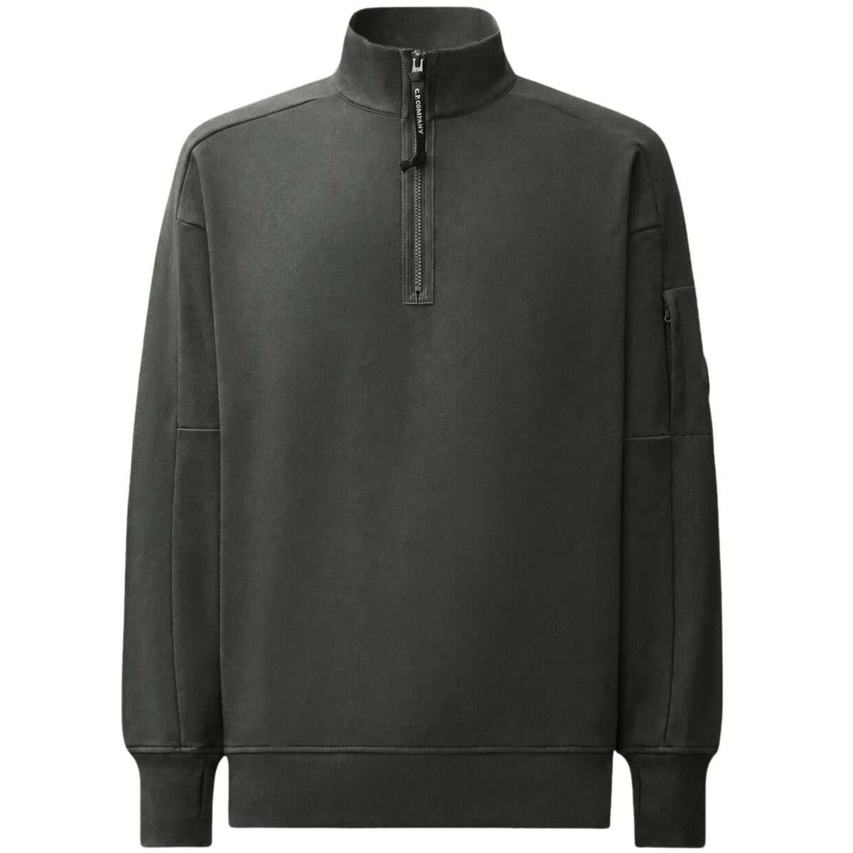 C.P. Company Diagonal Raised Fleece Lens Half Zip Sweatshirt - Raven