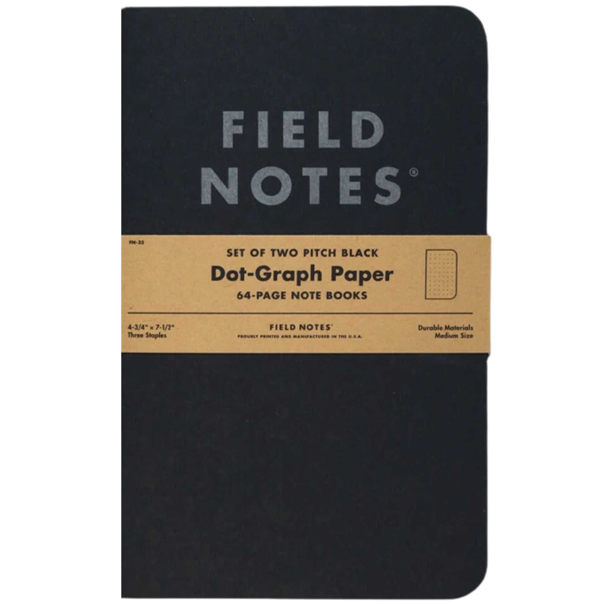 Field Notes 2 Pack Large Pitch Black Memo Book - Dot-Graph