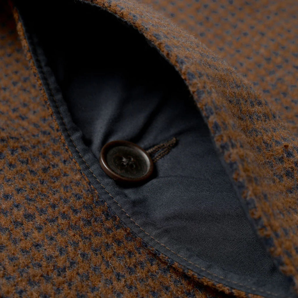 Universal Works Wool Tweed Mix Stan Coat - Navy/Brown