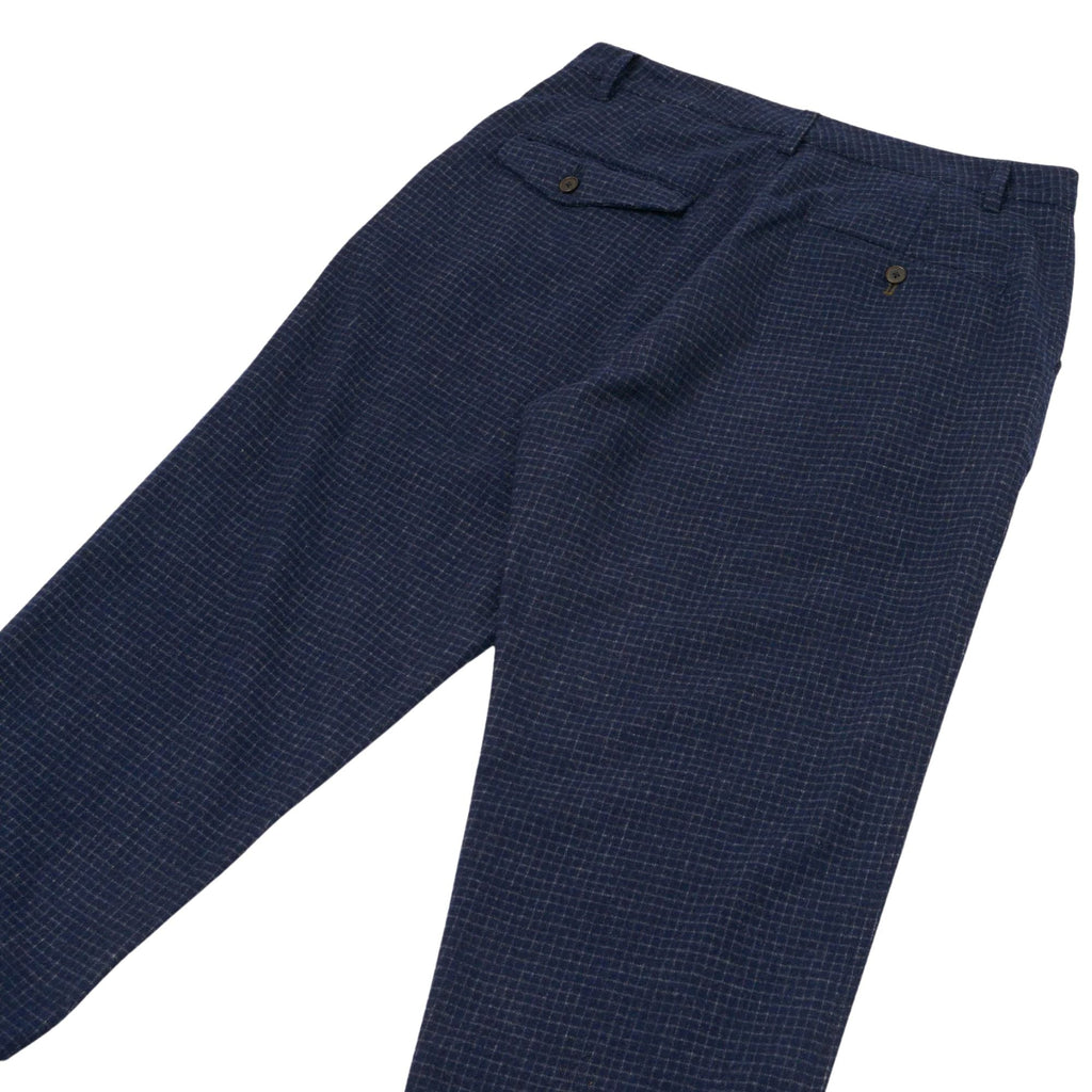 Universal Works Bobby Wool Mix Super Chino - Navy Check