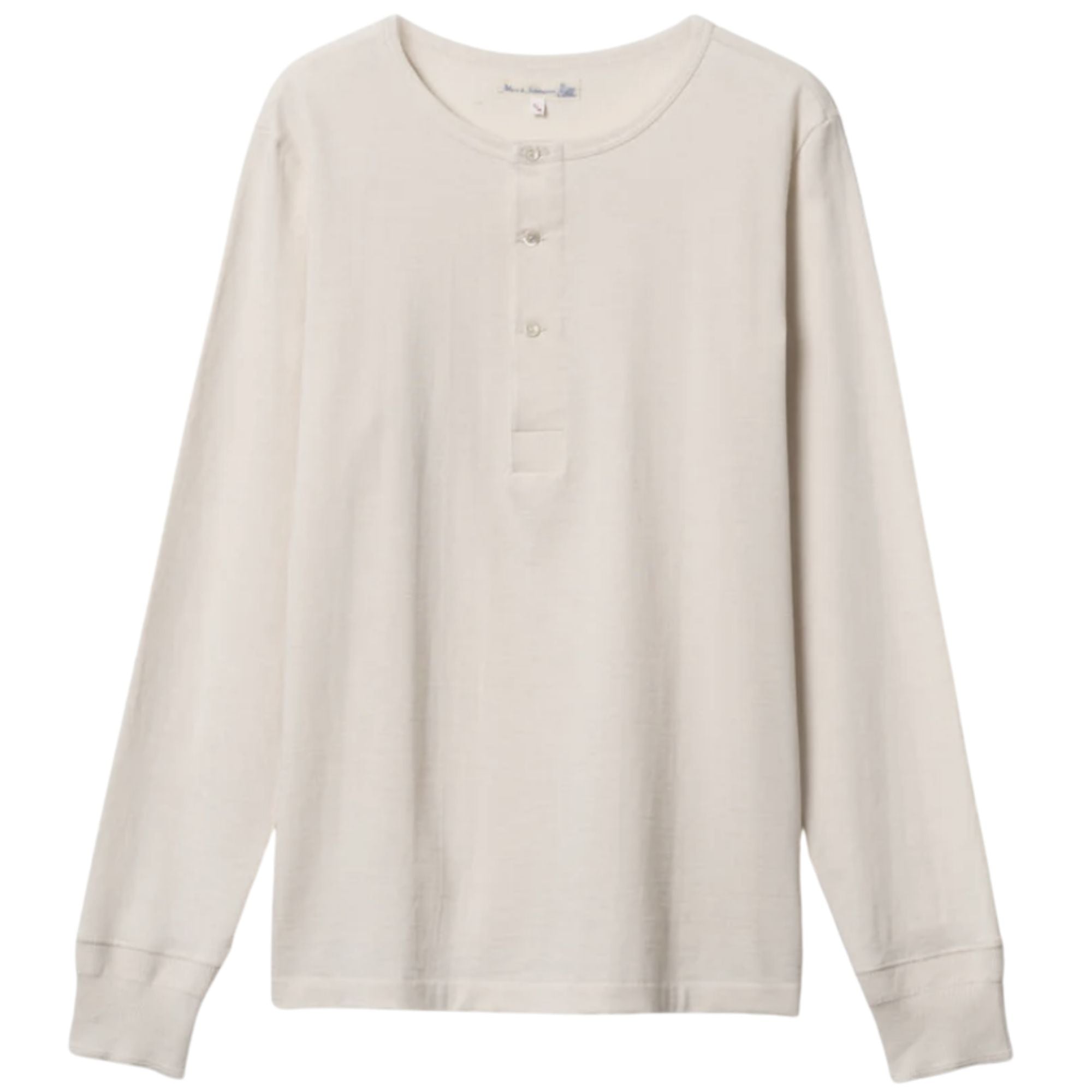 Merz b Schwanen 2M06 Vintage Machine Refined Classic Fit Long Sleeve Henley - Natural