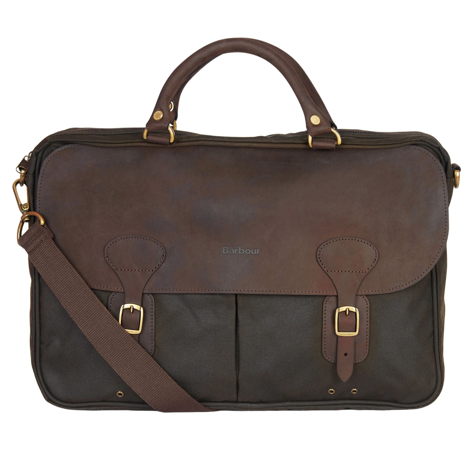 Wax Leather Briefcase - Olive