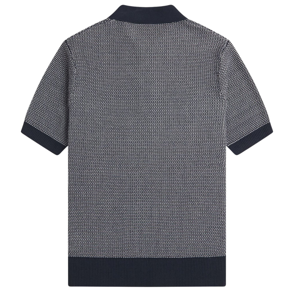 Fred Perry Textured Knitted Half Zip Shirt - Navy