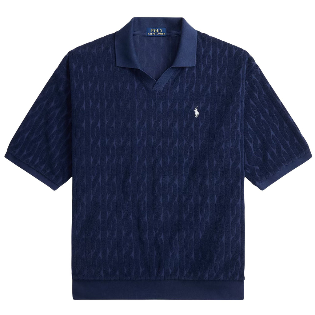 Polo Ralph Lauren Relaxed Fit Cabled Terry Polo Shirt - Newport Navy