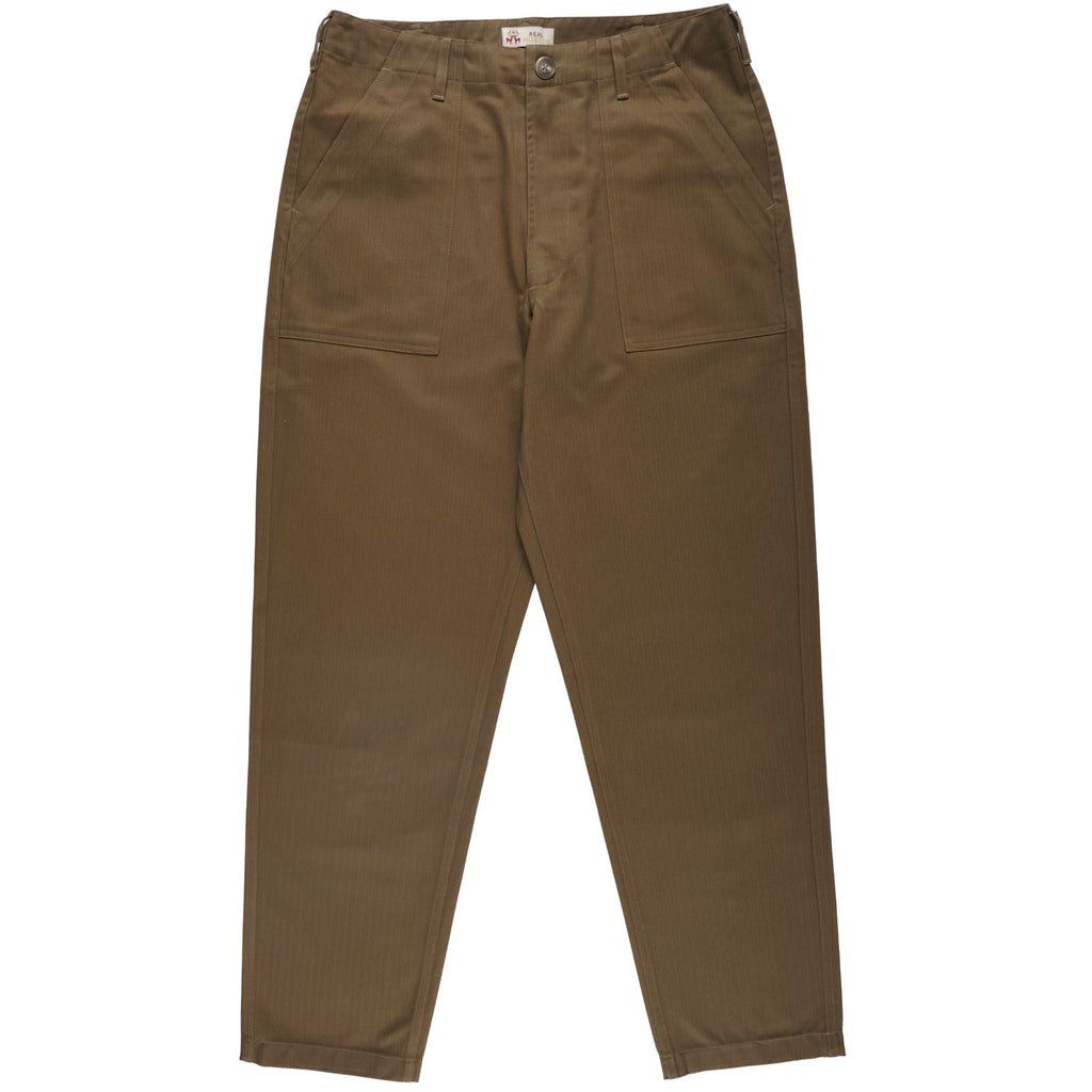 Real Hoxton Fatigue Pants - Herringbone Saddle Brown