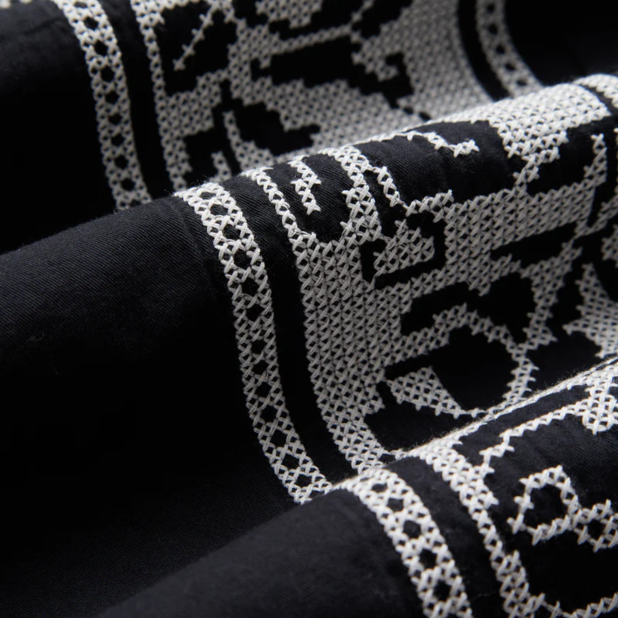 Portuguese Flannel Cross Stich Shirt - Black