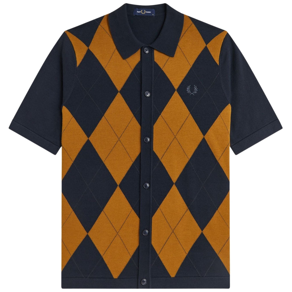 Fred Perry Argyle Button Through Shirt - Navy