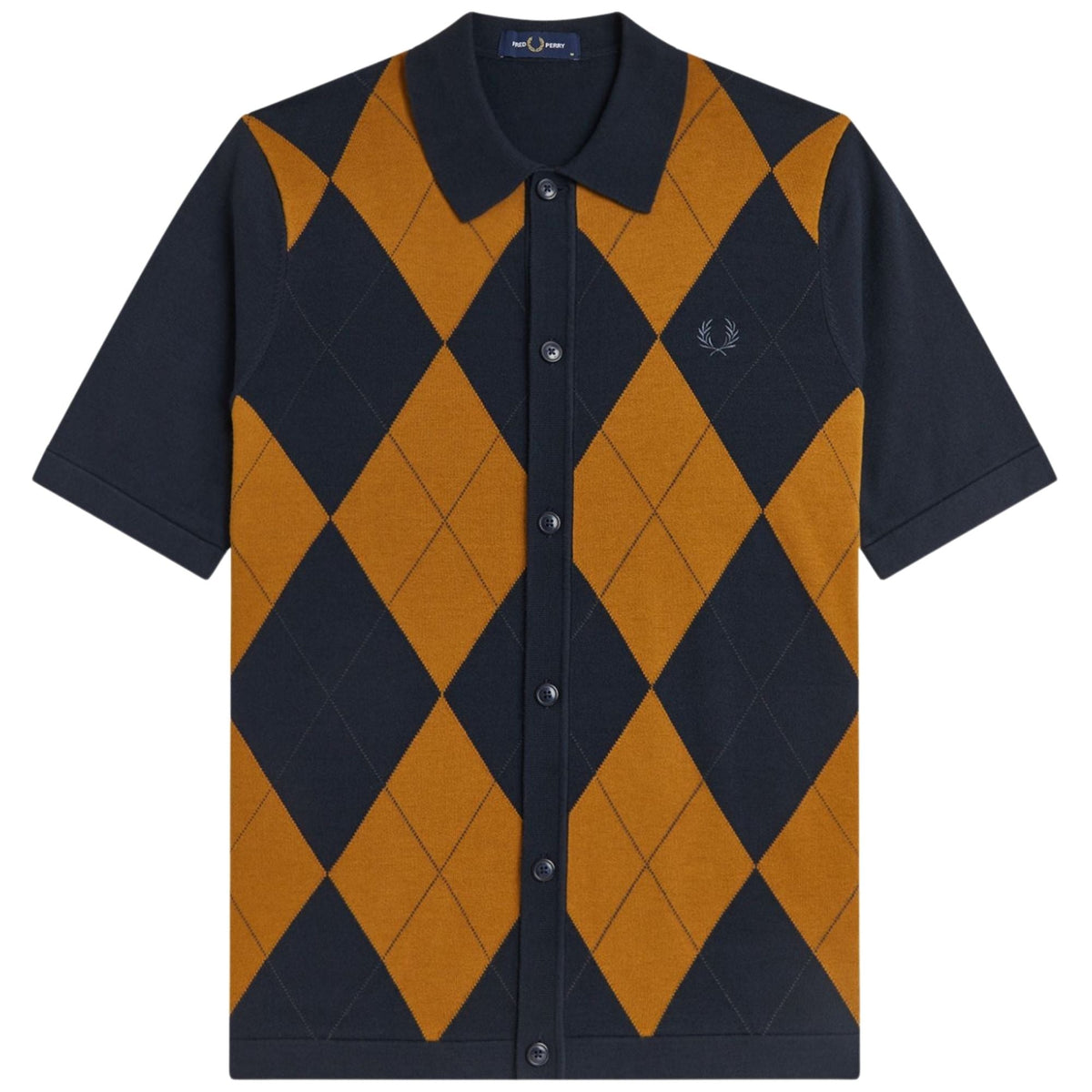 Fred Perry Argyle Button Through Shirt - Navy