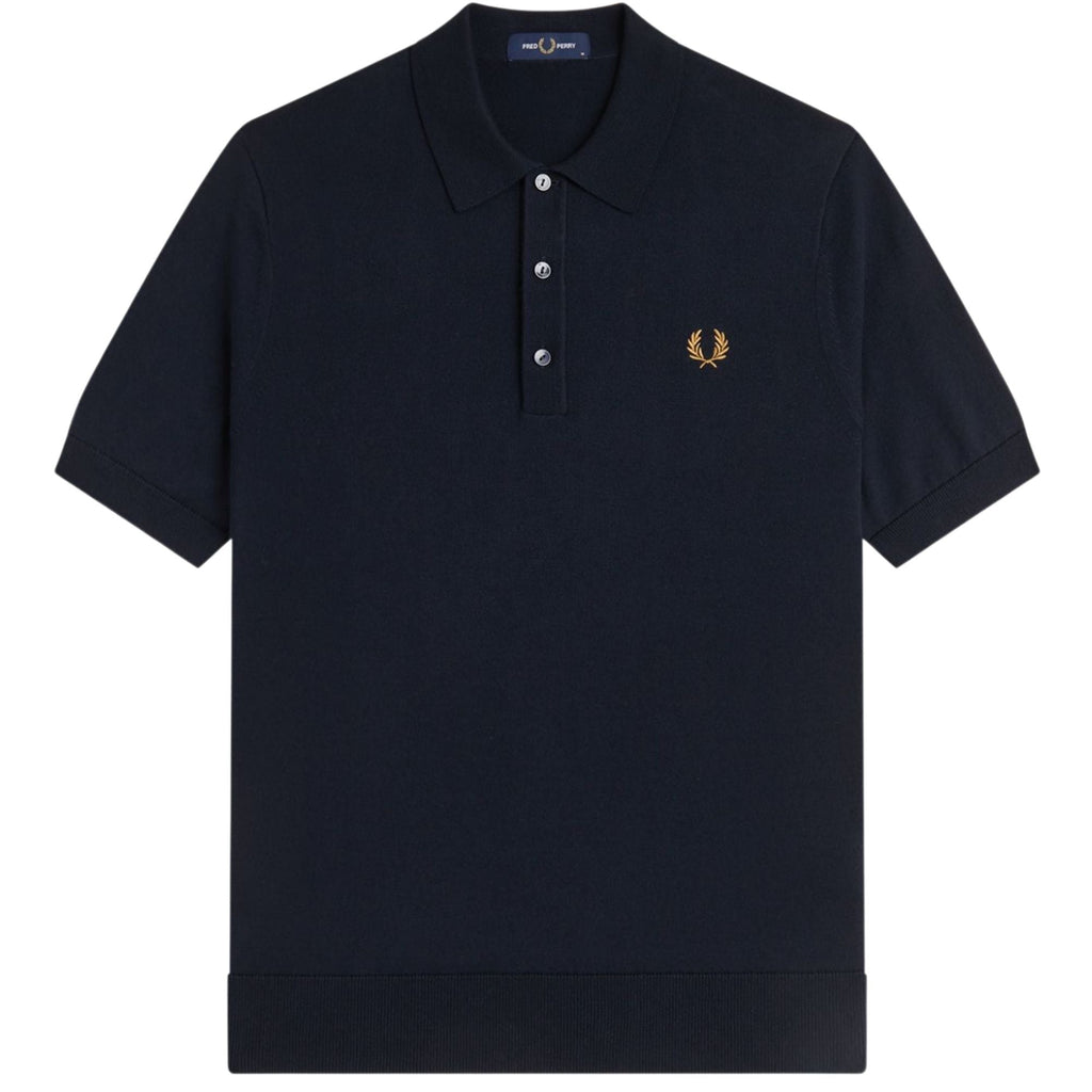 Fred Perry Long Staple Cotton Knitted Shirt - Navy
