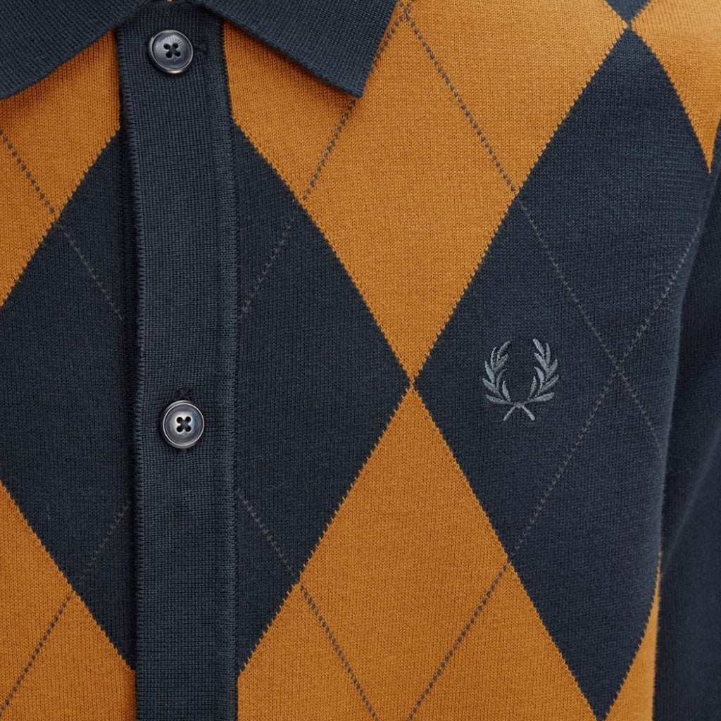 Fred Perry Argyle Button Through Shirt - Navy