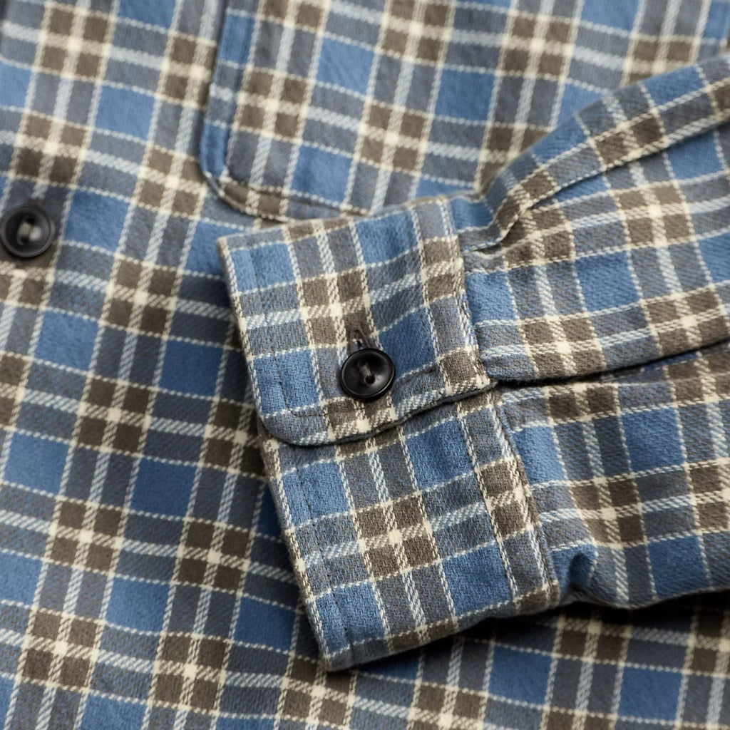 RRL by Ralph Lauren Plaid Twill Camp Shirt - Blue/Grey