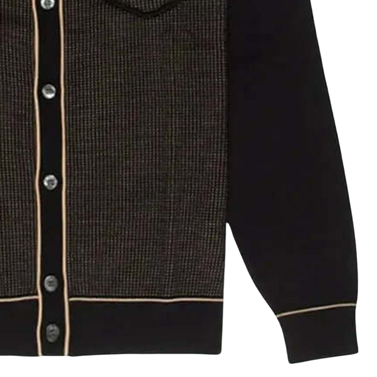 Gabicci Vintage Di-Lello Long Sleeve Button Thru Knit Polo - Black