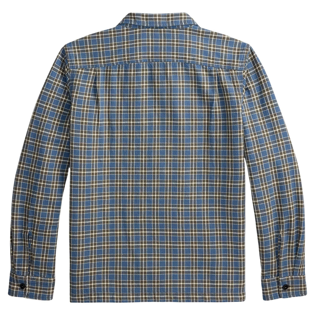 RRL by Ralph Lauren Plaid Twill Camp Shirt - Blue/Grey