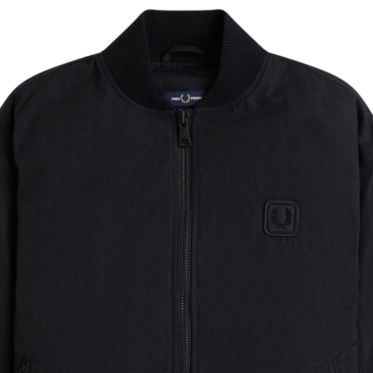 Fred Perry Leather Patch Bomber Jacket - Black