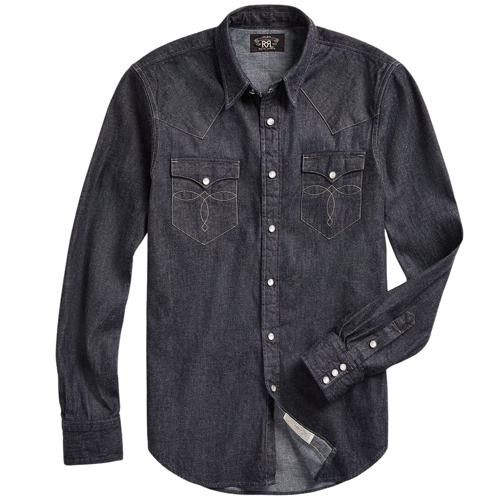 RRL by Ralph Lauren Slim Fit Denim Western Shirt - Rinse