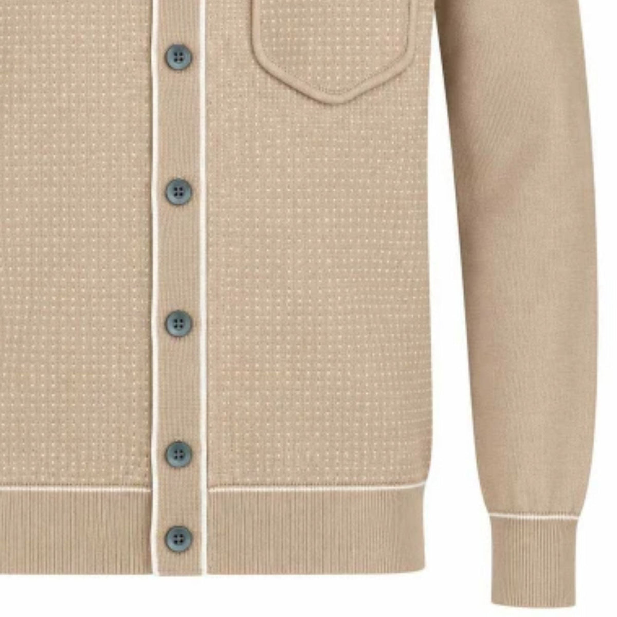Gabicci Vintage Di-Lello Long Sleeve Button Thru Knit Polo - Caramel