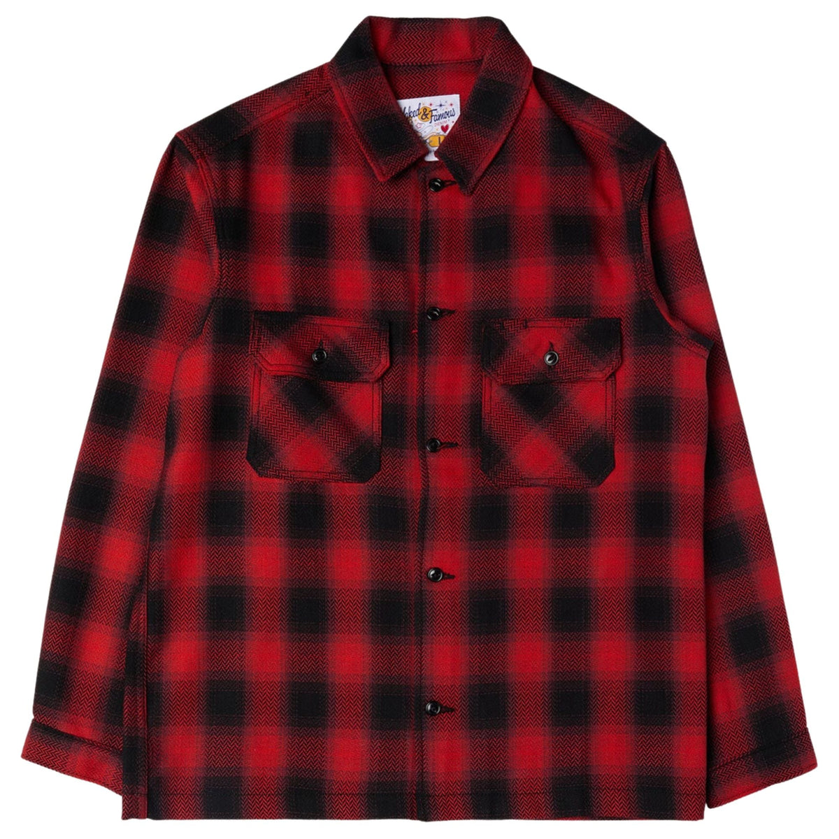 Naked and Famous Denim Trippy Ombre Plaid Work Shirt - Red