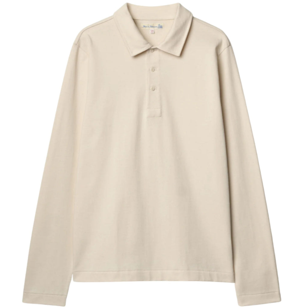 Merz b Schwanen 2MPOLO01LS Mid-Century Machine Refined Fit Polo Longsleeve - Natural