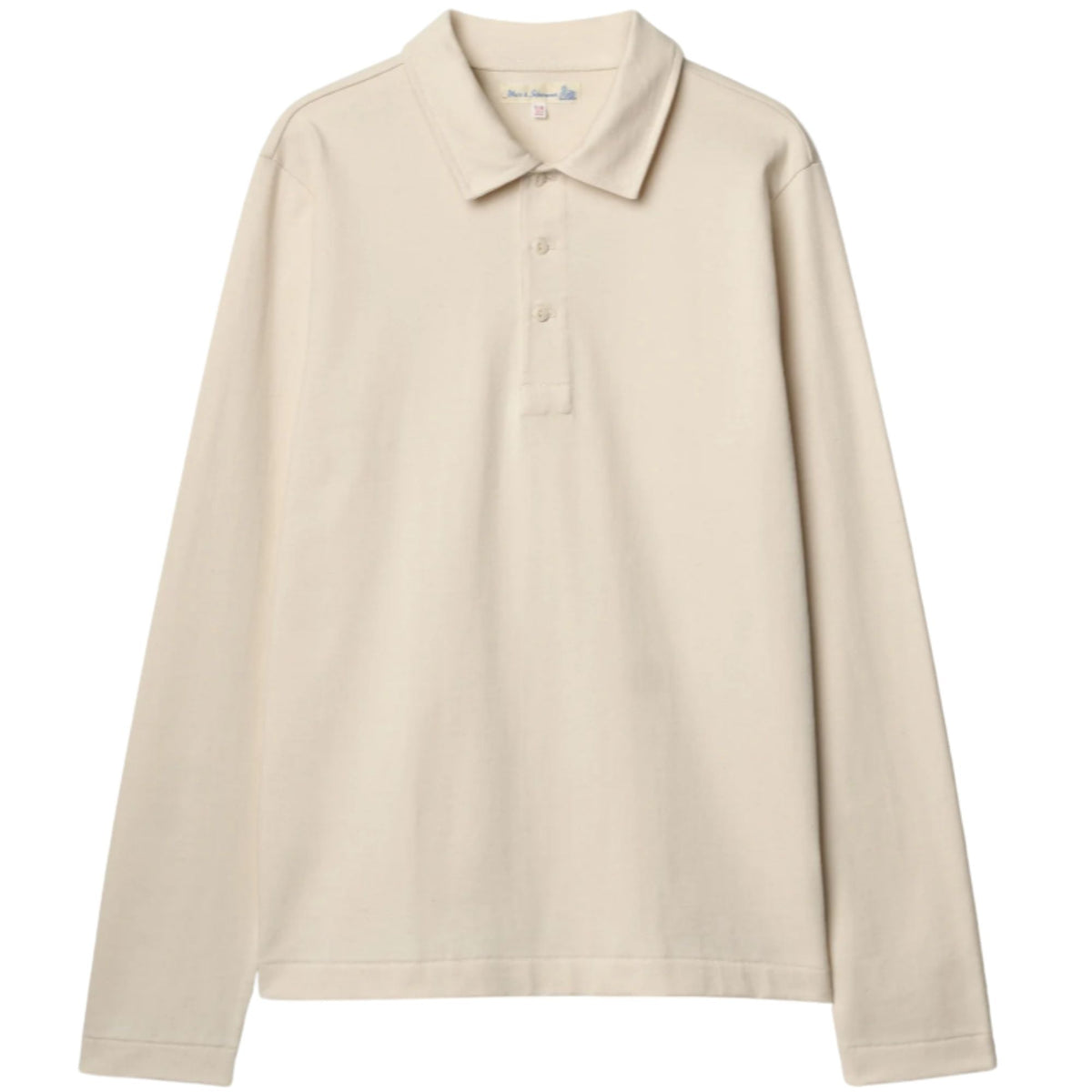 Merz b Schwanen 2MPOLO01LS Mid-Century Machine Refined Fit Polo Longsleeve - Natural